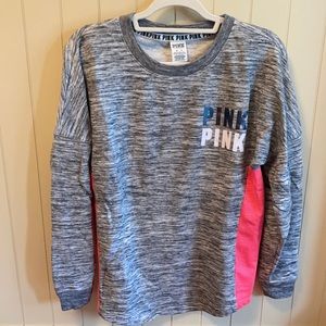 PINK gray & hot pink crew neck lounge sweater